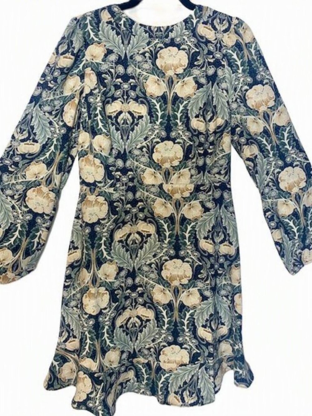 NWT LOFT Floral Botanical Ruffle Mini Dress Size 2 Blue